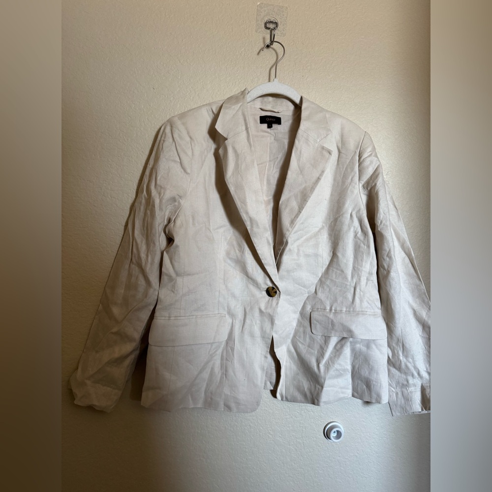 Quince European Linen Blazer Size Large in Tan - Picture 4 of 9